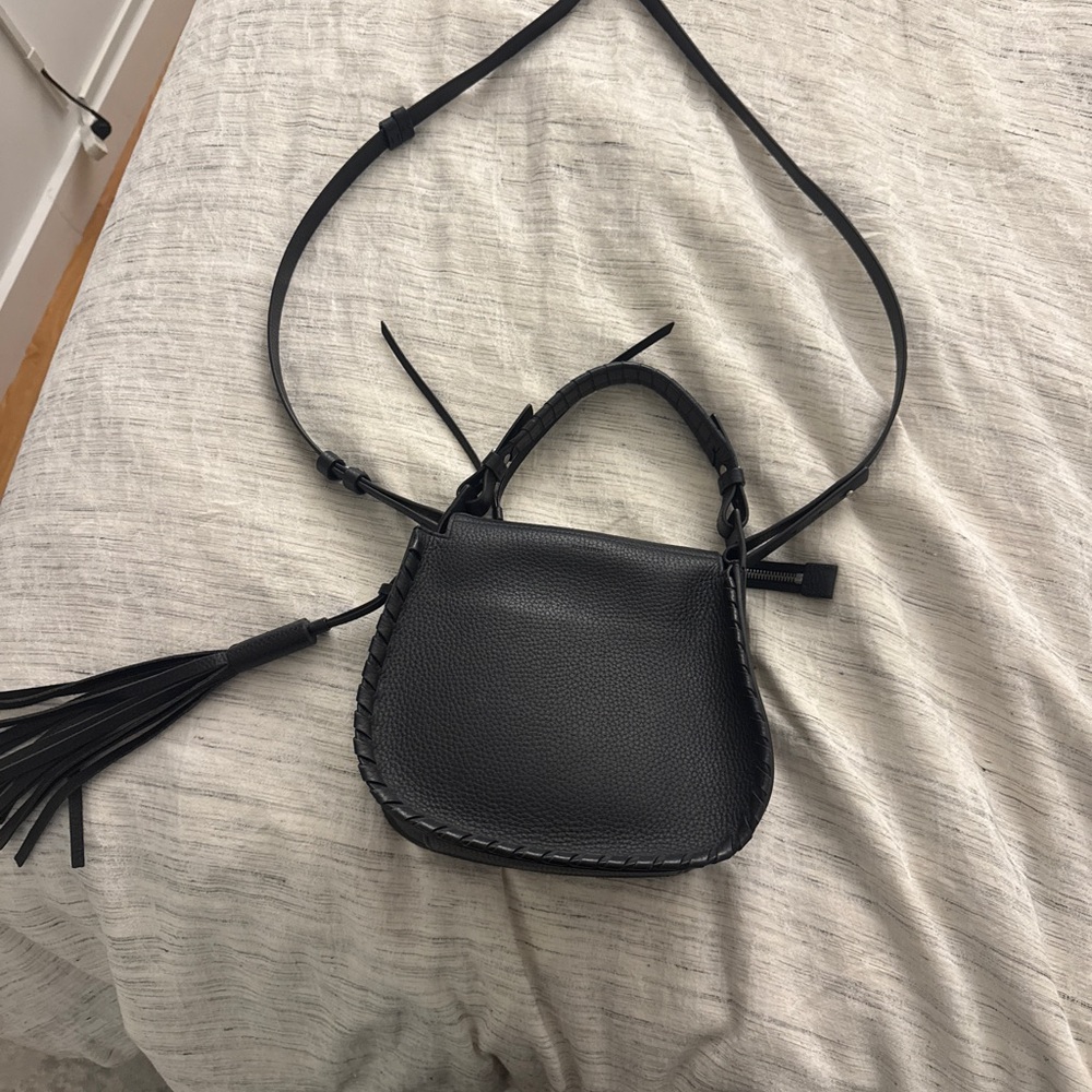 All Saints Black Mori Top Handle Crossbody Bag